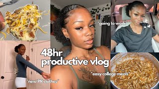 👩🏾‍💻productive days college meals going to the gym QUITTING my job PR haul amp content creation [upl. by Brawner]