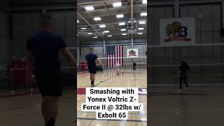 Badminton Smashing with Yonex Voltric ZForce II  32lbs w Exbolt 65 [upl. by Abshier]