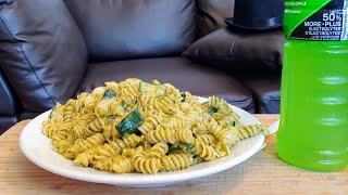 PESTO PASTA WITH ZUCCHINI AND GREEN MELON PINEAPPLE DRINK MUKBANG EATING SHOW [upl. by Suryt]