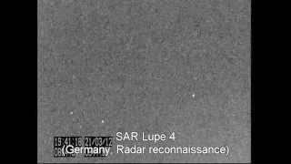 SAR Lupe 4 and USA 129 spy satellites crossing same star field  21 March 2012 [upl. by Nehtiek]