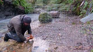 River Gabion Installation Part 2  the main baskets [upl. by Lupita717]