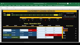 Calendrier mensuel avec planning personnel Excel [upl. by Disharoon]