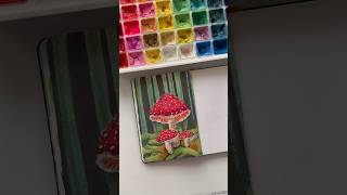 Mushroom illustration using Gouache paints gouache painting gouache gouachepalette che [upl. by Peacock271]