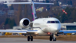 Bombardier Global Express TakeOff from Bern bound for Los Angeles [upl. by Tobi765]