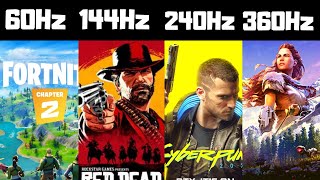 60hz vs 144hz vs 240hz vs 360hz monitor red dead redemption 2  fortnite  cyberpunk 2077  valorant [upl. by Vivyan]