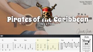 Pirates of the Caribbean Hes a Pirate  Hans Zimmer  Fingerstyle Guitar  TAB  Chords  Lyrics [upl. by Princess]