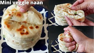 Mini veggie naan recipeSoft Veggie naan on tawaबिना ओवन के सॉफ्ट नान  SNEHAL SHRIGADIWAR [upl. by Wemolohtrab]