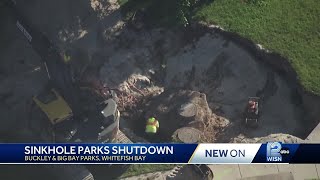 Sinkhole forces 2 emergency park closures in Whitefish Bay [upl. by Chapa]