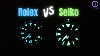 Lume Faceoff Rolex vs Seiko  Chromalight vs Lumibrite [upl. by Anaicul]