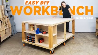 The Heart Of My Workshop  EASY DIY Workbench Mobile with Storage And Plans [upl. by Ardath]