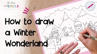 How to draw a winter wonderland A Step by Step proces [upl. by Alliuqaj600]