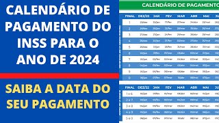 Calendário 2024 de pagamento de aposentados e pensionistas do INSS [upl. by Novyad]