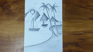 Easy pencil shading drawing  How to draw Pencil shading scenery drawing [upl. by Arval]