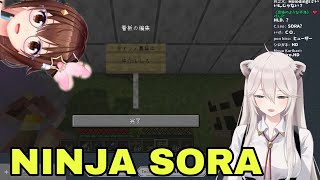 Shishiro Botan Got Ninja Ed By Tokino Sora  Minecraft HololiveEng Sub [upl. by Annerahs]