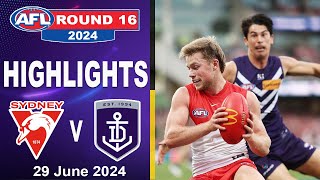 HIGHLIGHTS  Sydney Swans v Fremantle Dockers  2024 AFL [upl. by Riha]