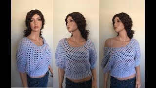 How to Crochet Granny Stitch Cropped Top Pattern 646│by ThePatternFamily [upl. by Alle275]