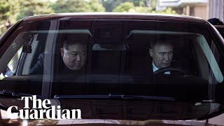 Vladimir Putin takes North Korean leader Kim for a drive in Russian luxury car [upl. by Marsiella578]