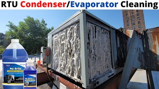 HVAC How To Clean A Commercial Air Conditioner CondenserEvaporator Coil Cleaning Acid Wash RTU [upl. by Enilrac949]