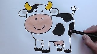 Como dibujar y colorear paso a paso a la Vaca  As drawing and coloring step to Cow [upl. by The]