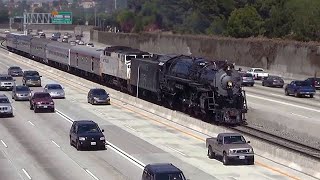 Santa Fe 3751  Steam Train in the middle of the Freeway [upl. by Aisatna]