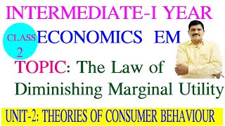 law of diminishing marginal utility utility  inter I year economics english mshatavahana [upl. by Rj]