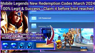 x8 Mobile Legends Redeem Codes March 10 2024  ML New Redemption Codes today  ML Aspirants 2024 [upl. by Mutat]