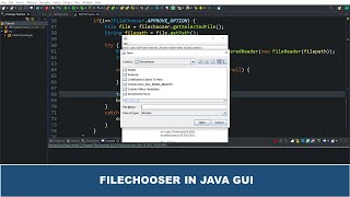 Java GUI Tutorial 58  Create a FileChooser Using JFileChooser In Java GUI Swing [upl. by Comptom]