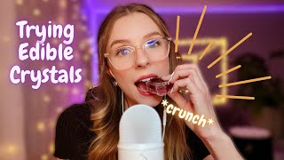 ASMR  Trying Edible Crystal Candy 🔮 wet amp crunchy mouth sounds [upl. by Sello]