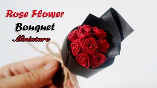 How to make Paper Rose Flower Bouquet miniature Valentine gift  LUXO Handmade [upl. by Nerral]