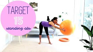 Stability Ball Standing Abs Workout  BARLATES BODY BLITZ Target 15 Standing Abs [upl. by Nossaj663]