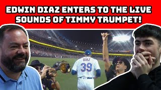 British Father and Son Reacts Edwin Diaz Entry With Timmy Trumpet at Citi Field [upl. by Cirdek]