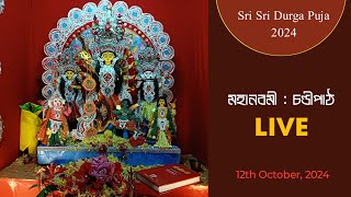 মহানবমী  চণ্ডীপাঠ  LIVE  Cardboard Durga Puja 2024  Sayans art zone [upl. by Asila]