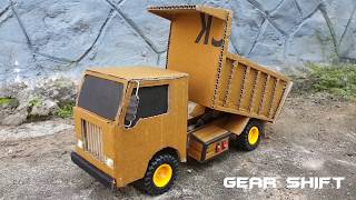 HOW TO MAKE DC MOTOR DUMP TRUCK WITH CARD BOARD  DIY RC TRUCK WITH CARDBOARD BOX [upl. by Laetitia944]