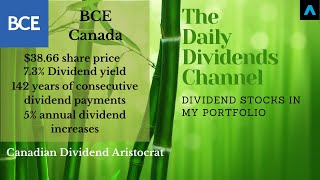 BCE stock Canadian Dividend Aristocrat 73 dividend yield Bell Canada Enterprises stock [upl. by Aerbua583]