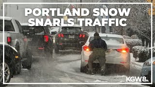 Snow in Portland snarls evening commute causing gridlock  Live coverage [upl. by Magnus]