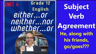 Subject Verb Agreement  Grade 12 English Unit 4  Either or neither nor whether or Nepali meaning [upl. by Elatan]