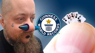 Worlds Biggest Nose Tunnel amp Smallest Playing Cards  Records Weekly  Guinness World Records [upl. by Heather]