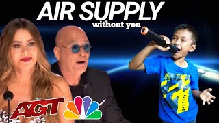 Americas got talent 2024Sopia shocked to hear this childs voice song air supply without you [upl. by Genet]