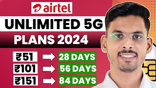 Airtel New 5G Plans  airtel unlimited 5g data  Airtel ₹51 101 151 5G Recharge Plans [upl. by Eerot]