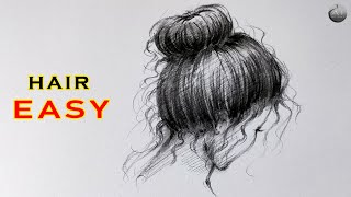 How to draw hair easy with charcoal  Step by Step [upl. by Winsor311]