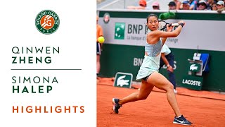 Qinwen Zheng vs Simona Halep  Round 2 Highlights I RolandGarros 2022 [upl. by Aynosal]