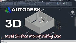 AutoCAD 3D How to Draw uxcell Surface Mount Wiring Box 3D Modeling Autodesk Sketches Tutorial [upl. by Spieler265]