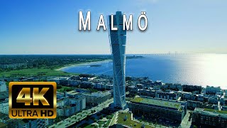 MALMÖ 4K  Sweden 🇸🇪 by Drone  Scenic Relaxation with City Sounds [upl. by Angelo]