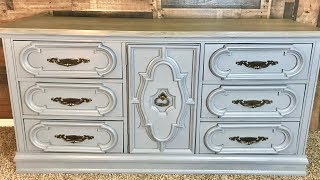 Retique It Liquid Wood Grey Dresser Stained Top Makeover Tutorial [upl. by Hsiwhem]