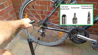 Fahrrad Reifen richtig aufpumpen – Wieviel Bar – Welches Ventil – Welche Pumpe – uvm [upl. by Kcirdderf]