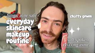 Relaxing Soft Spoken ASMR Skincare  Makeup Routine w Fungal Acne Safe Products 💫 Chatty GRWM [upl. by Nosnar]