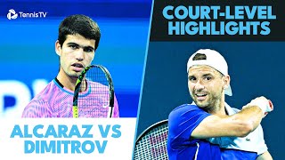 Carlos Alcaraz vs Grigor Dimitrov CourtLevel Highlights  Miami 2024 [upl. by Vashtee]