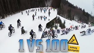 100 VS Nils Das ultimative SchneedownhillRennen  Kasberg Inferno 2023 [upl. by Lumpkin]