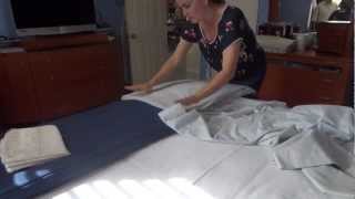 Folding and organizing bedding sheets [upl. by Notnilc]