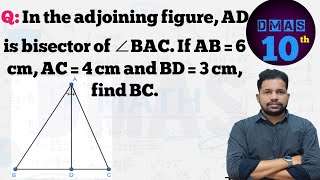 In the adjoining figure AD is bisector of ∠BAC If AB6cm AC4 cm and BD3 cm find BC t [upl. by Garik680]